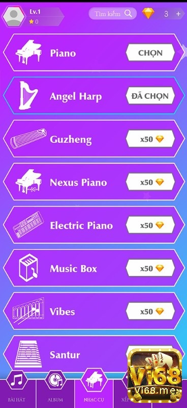 Piano Tap có nhiều loại nhạc cụ tăng trải nghiệm cho người chơi